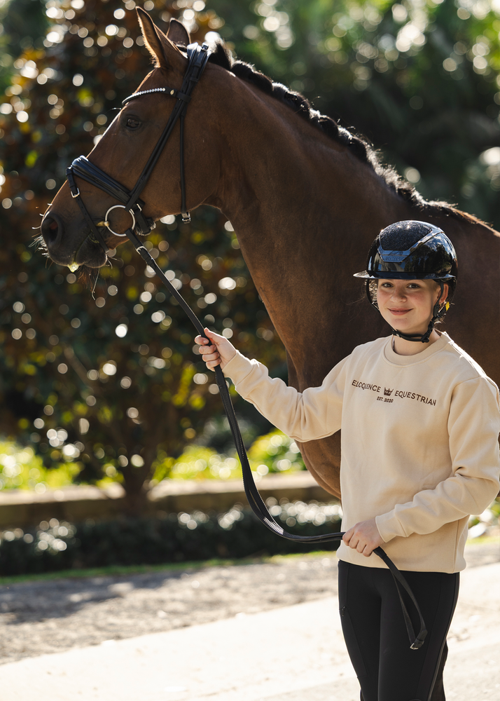 
                  
                    Load image into Gallery viewer, Beige &amp;#39;Matilda&amp;#39; Equestrian Fleece Pullover
                  
                