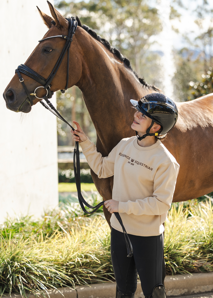 
                  
                    Load image into Gallery viewer, Beige &amp;#39;Matilda&amp;#39; Equestrian Fleece Pullover
                  
                