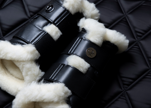 
                  
                    Load image into Gallery viewer, Black Merino Fleece Tendon Boots
                  
                