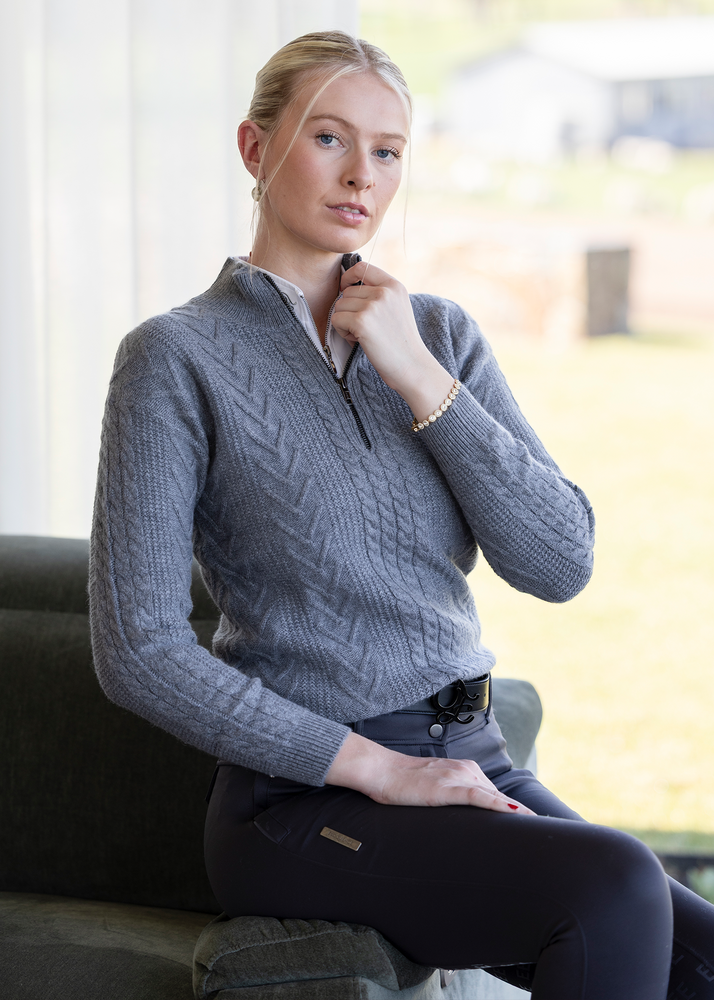 
                  
                    Load image into Gallery viewer, Grey &amp;#39;Claire&amp;#39; Cashmere Knit Sweater
                  
                