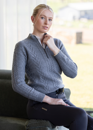 
                  
                    Load image into Gallery viewer, Grey &amp;#39;Claire&amp;#39; Cashmere Knit Sweater
                  
                