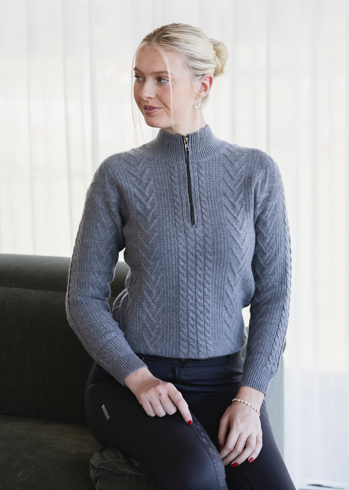 
                  
                    Load image into Gallery viewer, Grey &amp;#39;Claire&amp;#39; Cashmere Knit Sweater
                  
                