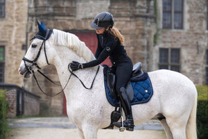 
                  
                    Load image into Gallery viewer, &amp;#39;The Prince&amp;#39; Navy Jewel Merino Top Fleece Saddle Pad
                  
                