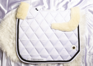 
                  
                    Load image into Gallery viewer, &amp;#39;The Princess&amp;#39; White Merino Top Fleece Jewel Competition Saddle Pad
                  
                