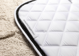 
                  
                    Load image into Gallery viewer, &amp;#39;The Princess&amp;#39; White Merino Top Fleece Jewel Competition Saddle Pad
                  
                