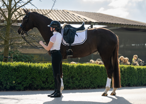 
                  
                    Load image into Gallery viewer, &amp;#39;The Princess&amp;#39; White Merino Top Fleece Jewel Competition Saddle Pad
                  
                