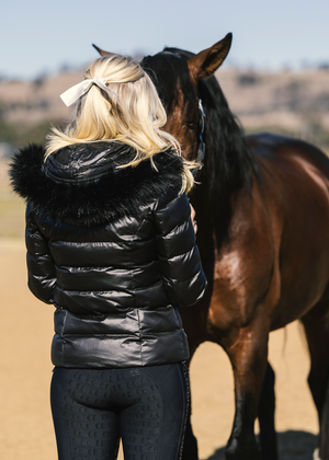 
                  
                    Load image into Gallery viewer, &amp;#39;Tiffany&amp;#39; Black Down Puffer Jacket
                  
                