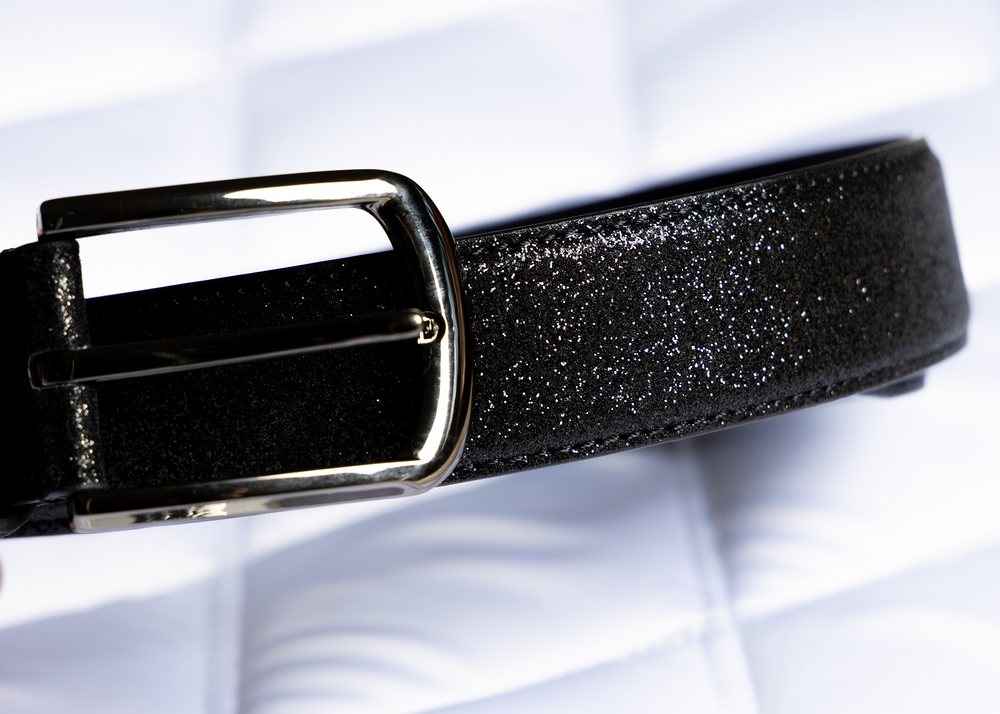 
                  
                    Load image into Gallery viewer, Black Stardust Leather Belt
                  
                