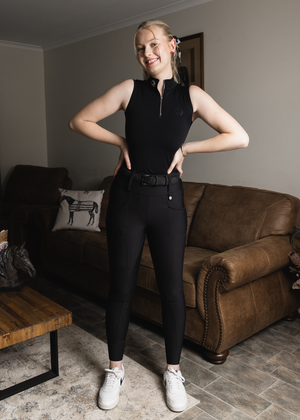 
                  
                    Load image into Gallery viewer, Black &amp;#39;Lilly&amp;#39; Sleeveless Riding Top
                  
                