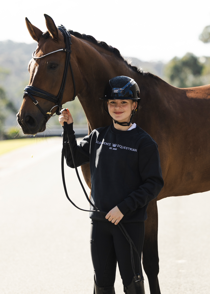 
                  
                    Load image into Gallery viewer, Black &amp;#39;Matilda&amp;#39; Equestrian Fleece Pullover
                  
                