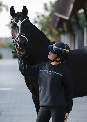 
                  
                    Load image into Gallery viewer, Black &amp;#39;Matilda&amp;#39; Equestrian Fleece Pullover
                  
                