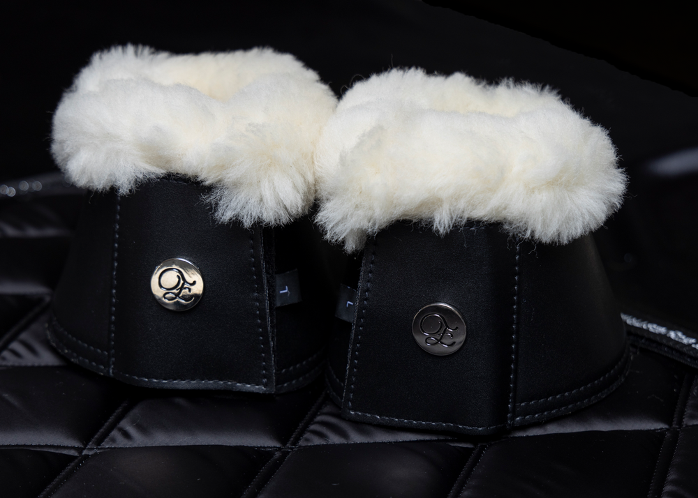 Black Merino Fleece/Leather Bell Boots