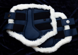 
                  
                    Load image into Gallery viewer, Navy Merino Fleece Tendon Boots
                  
                