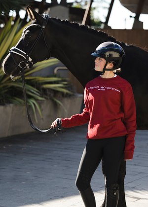 
                  
                    Load image into Gallery viewer, Ruby Red &amp;#39;Matilda&amp;#39; Equestrian Fleece Pullover
                  
                