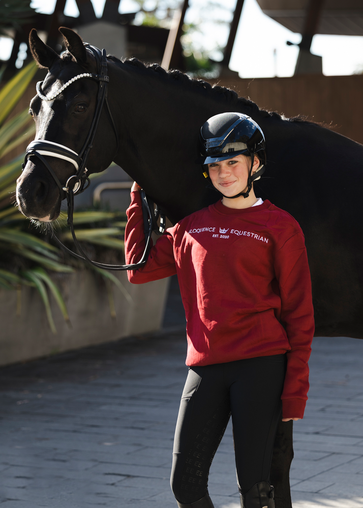 
                  
                    Load image into Gallery viewer, Ruby Red &amp;#39;Matilda&amp;#39; Equestrian Fleece Pullover
                  
                