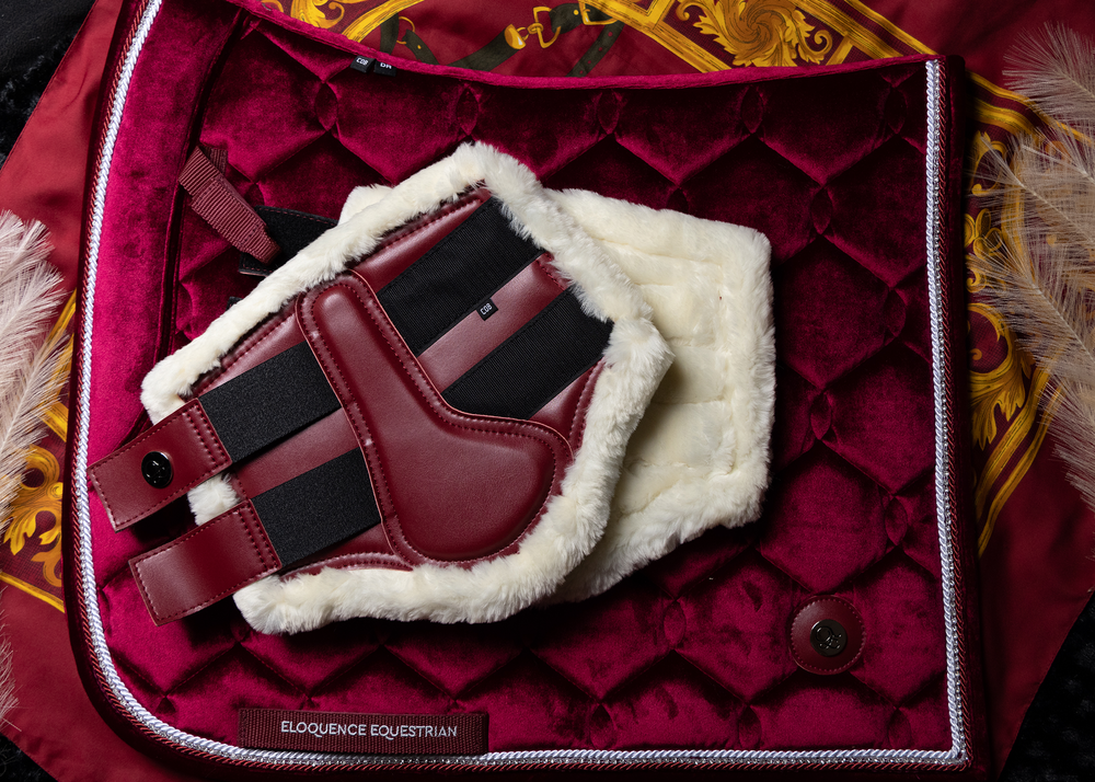 
                  
                    Load image into Gallery viewer, &amp;#39;The Empress&amp;#39; Ruby Red Fleece Tendon Boots
                  
                