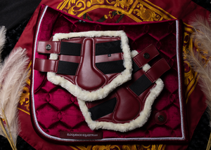
                  
                    Load image into Gallery viewer, &amp;#39;The Empress&amp;#39; Ruby Red Fleece Tendon Boots
                  
                