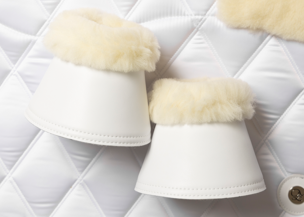 
                  
                    Load image into Gallery viewer, White Merino Fleece/Leather Bell Boots
                  
                